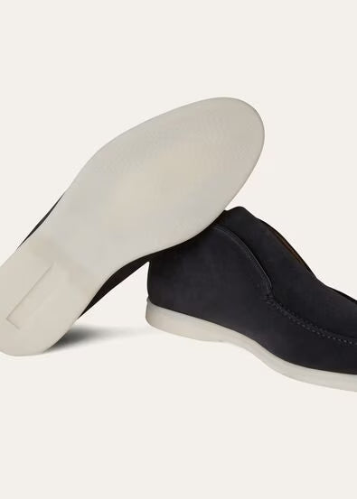 Navy Blue - Light Wood Smoke LORO PIANA  Open Walk Ankle Boot