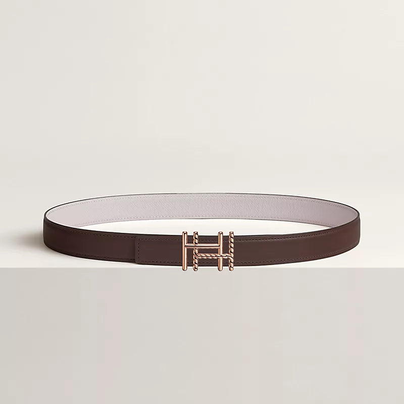 H au Carre Twist Belt Buckle & Reversible Leather Strap 24 MM