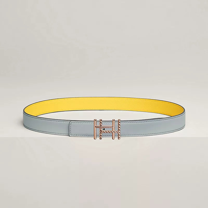 H au Carre Twist Belt Buckle & Reversible Leather Strap 24 MM