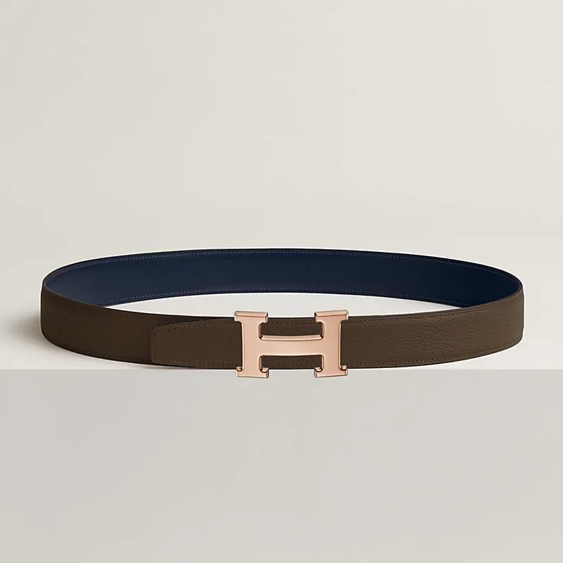 H Belt Buckle & Reversible Leather Strap 32 MM
