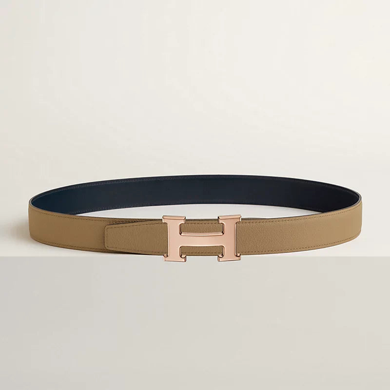 H Belt Buckle & Reversible Leather Strap 32 MM
