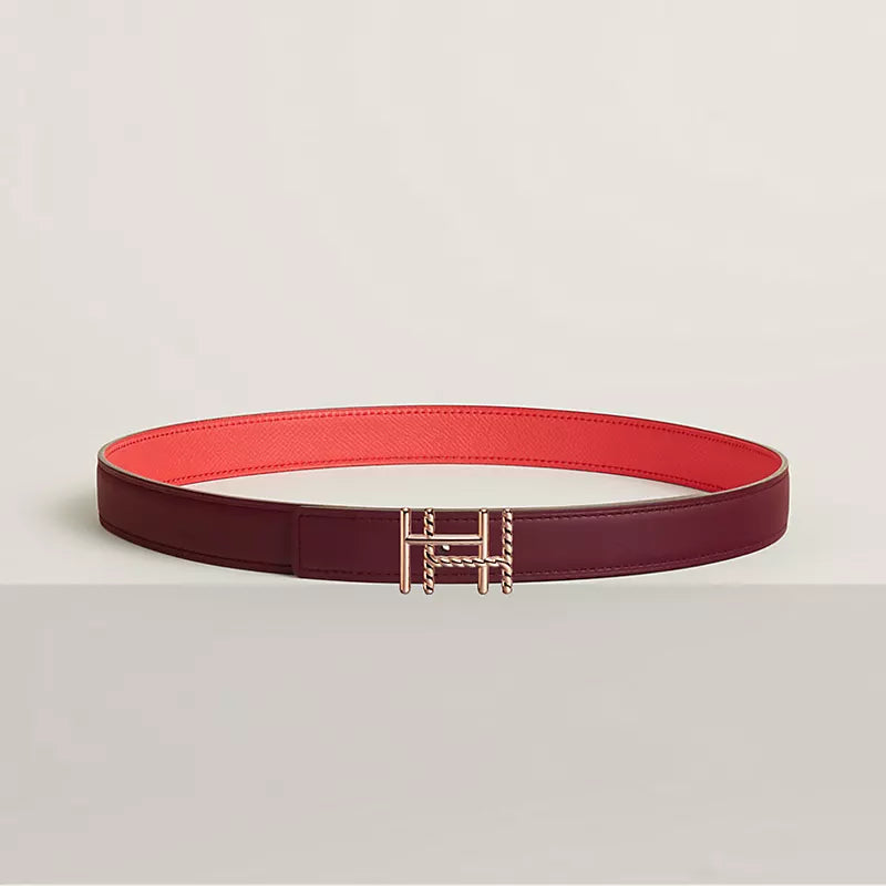 H au Carre Twist Belt Buckle & Reversible Leather Strap 24 MM