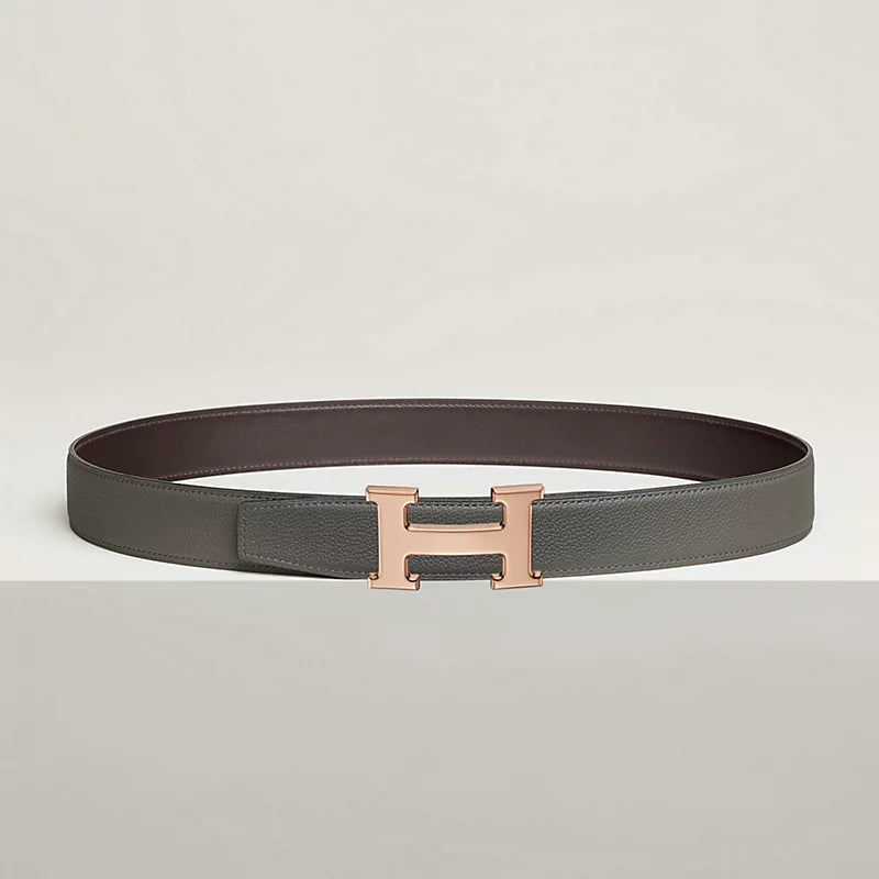 H Belt Buckle & Reversible Leather Strap 32 MM
