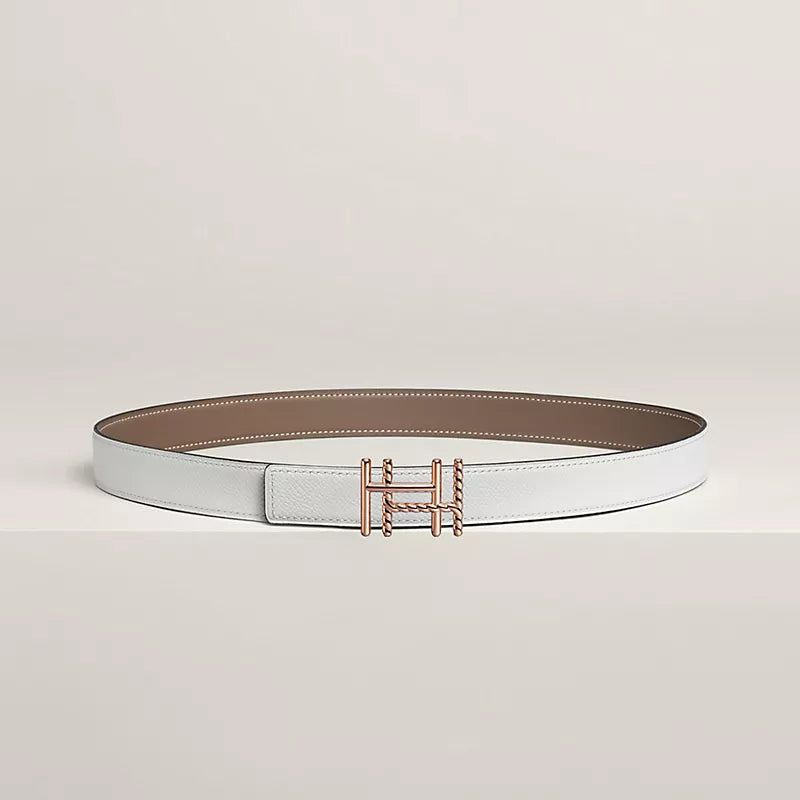 H au Carre Twist Belt Buckle & Reversible Leather Strap 24 MM