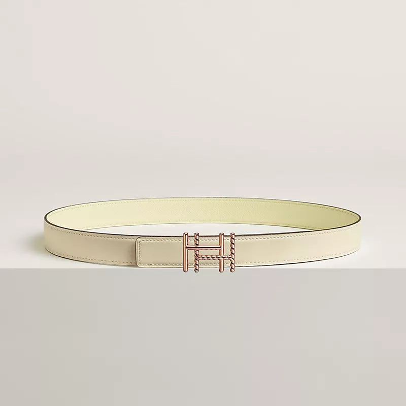 H au Carre Twist Belt Buckle & Reversible Leather Strap 24 MM