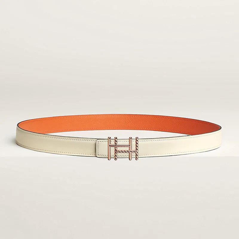 H au Carre Twist Belt Buckle & Reversible Leather Strap 24 MM