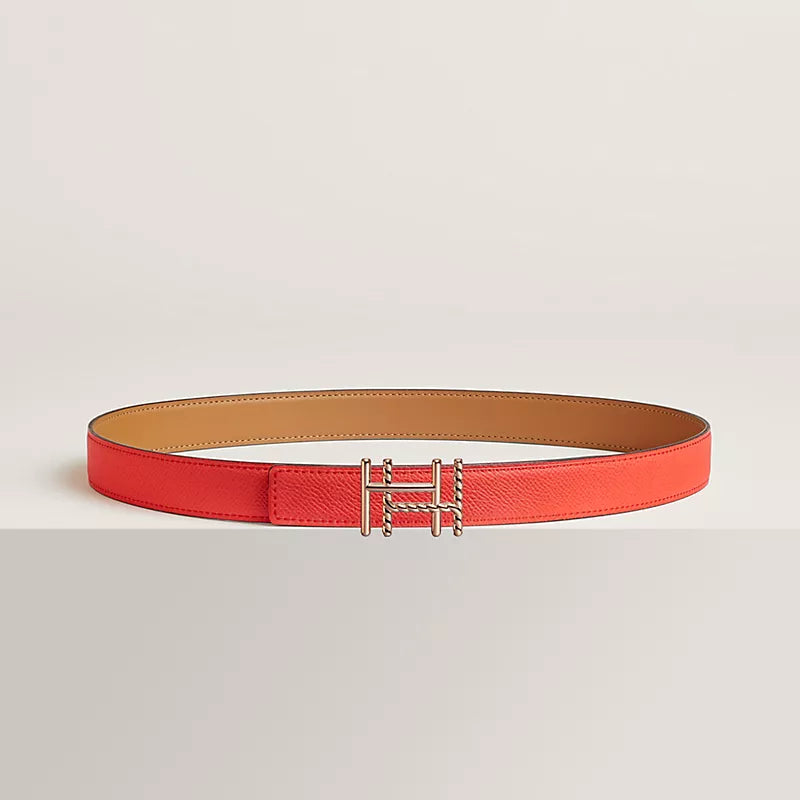 H au Carre Twist Belt Buckle & Reversible Leather Strap 24 MM