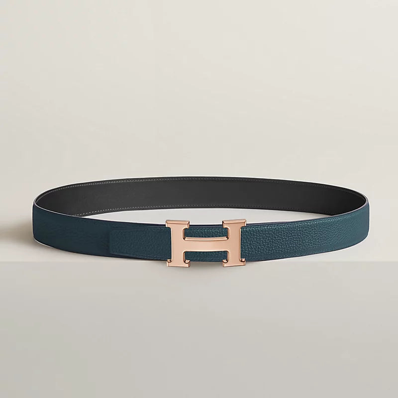 H Belt Buckle & Reversible Leather Strap 32 MM