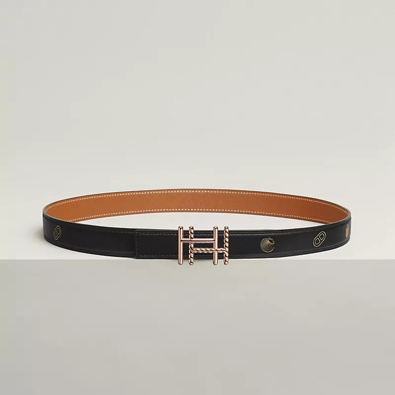 H au Carre Twist Belt Buckle & Reversible Leather Strap 24 MM
