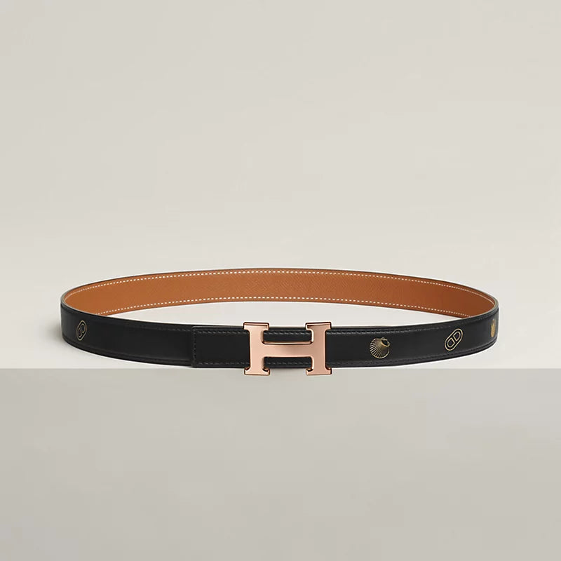 Mini H Belt Buckle & Reversible Leather Strap 24 MM