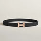H Belt Buckle & Reversible Leather Strap 32 MM