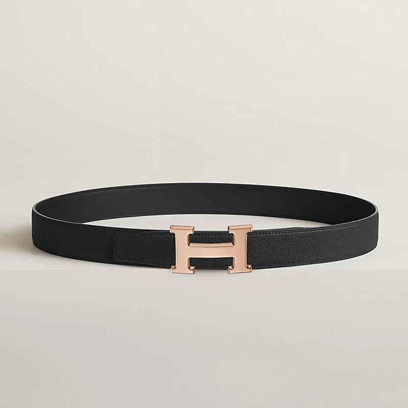 H Belt Buckle & Reversible Leather Strap 32 MM
