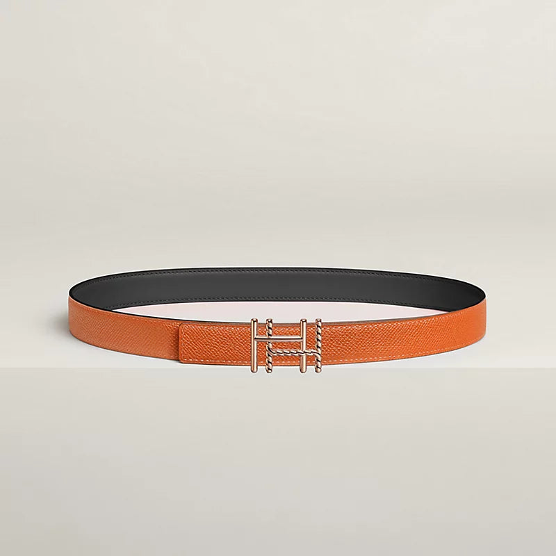 H au Carre Twist Belt Buckle & Reversible Leather Strap 24 MM