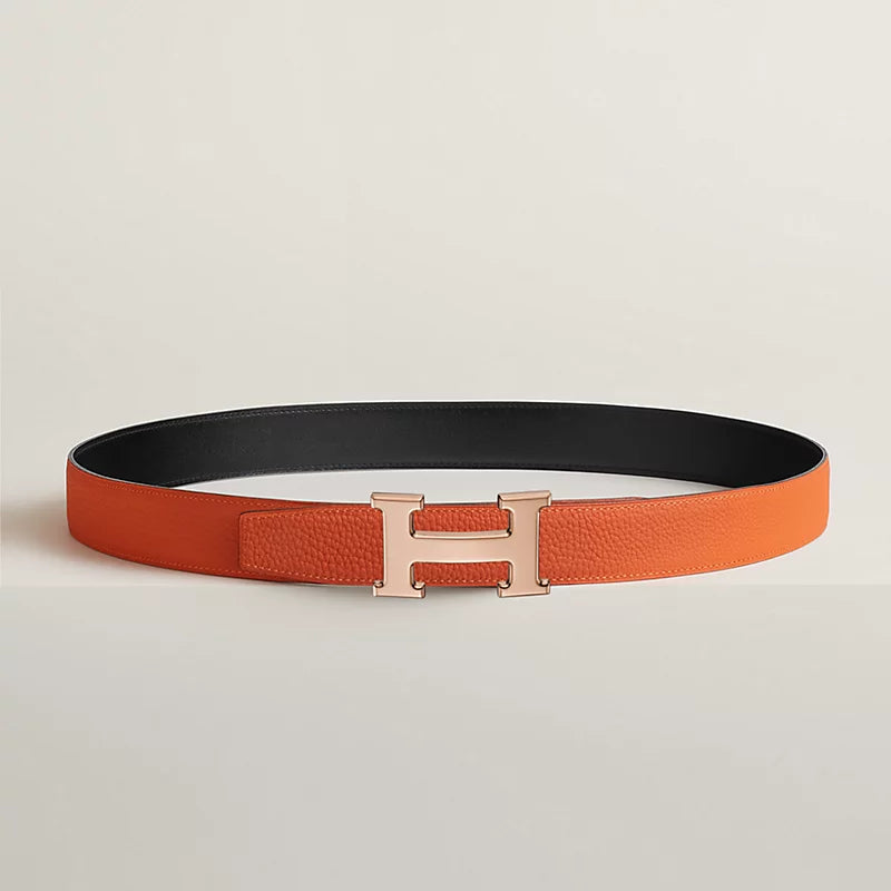 H Belt Buckle & Reversible Leather Strap 32 MM