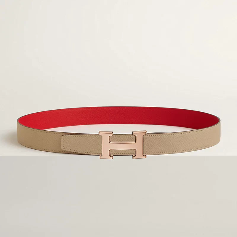 H Belt Buckle & Reversible Leather Strap 32 MM