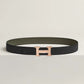 H Belt Buckle & Reversible Leather Strap 32 MM
