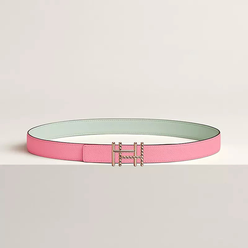 H au Carre Twist Belt Buckle & Reversible Leather Strap 24 MM