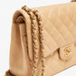 Caviar Quilted Medium Double Flap Beige