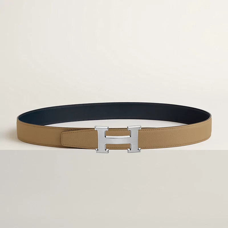 H Belt Buckle & Reversible Leather Strap 32 MM