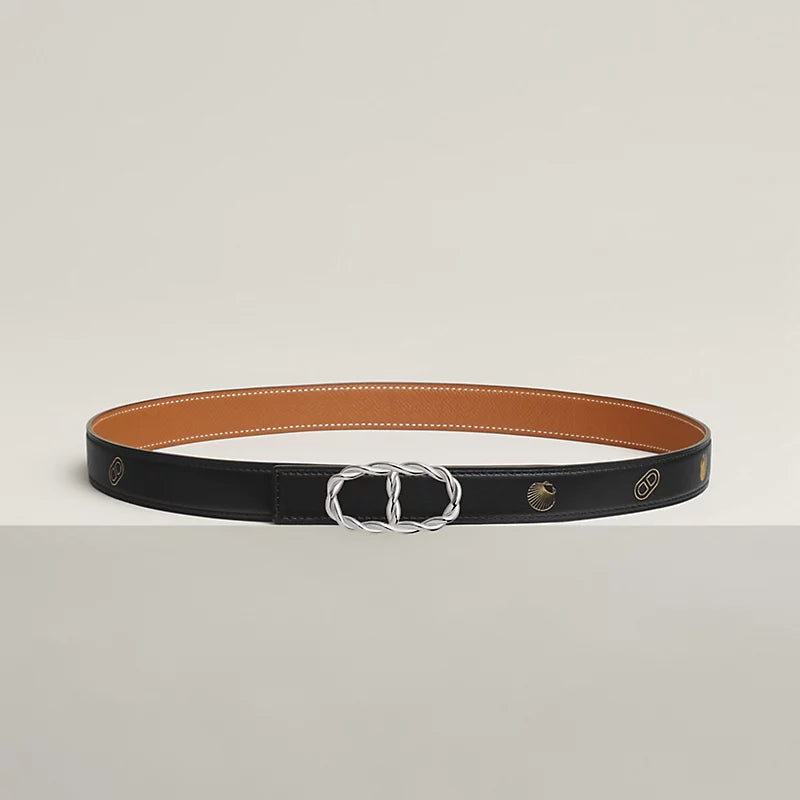 Maillon Torsade Belt Buckle & Reversible Leather Strap 24 MM