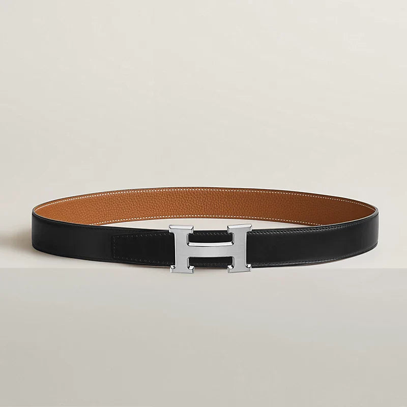 H Belt Buckle & Reversible Leather Strap 32 MM