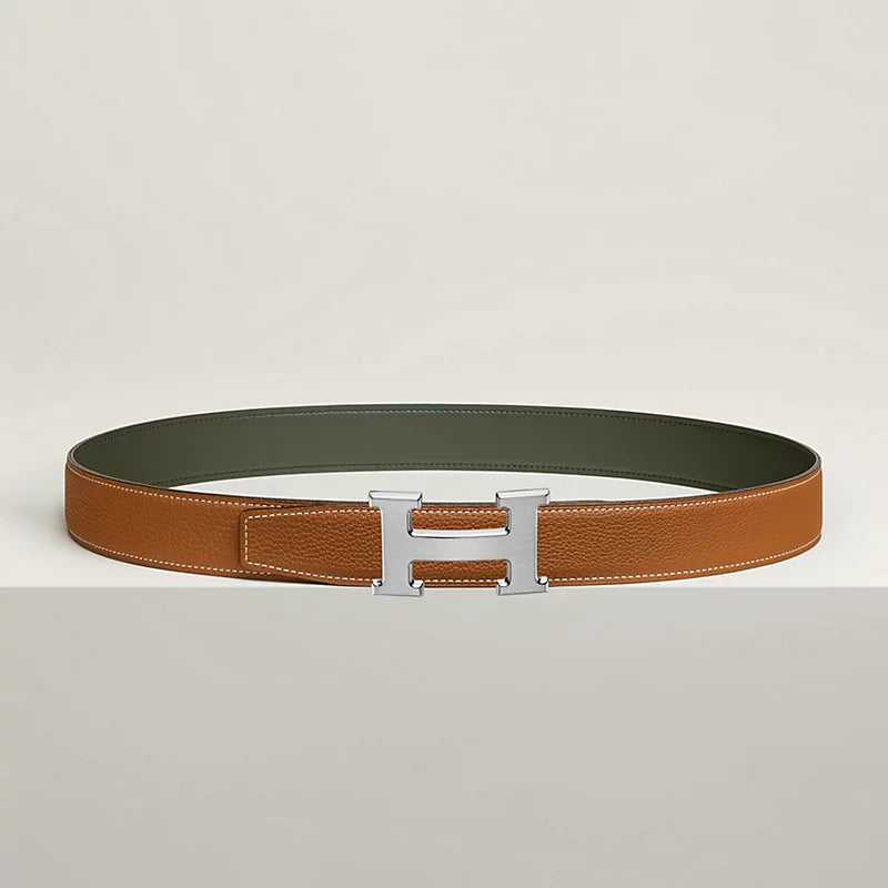 H Belt Buckle & Reversible Leather Strap 32 MM