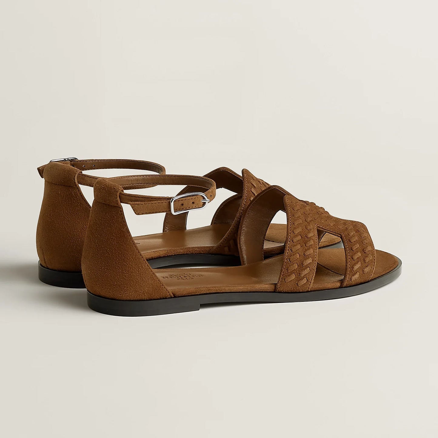 Brun Fumé & Rose Antique HERMES  Santorini Sandal
