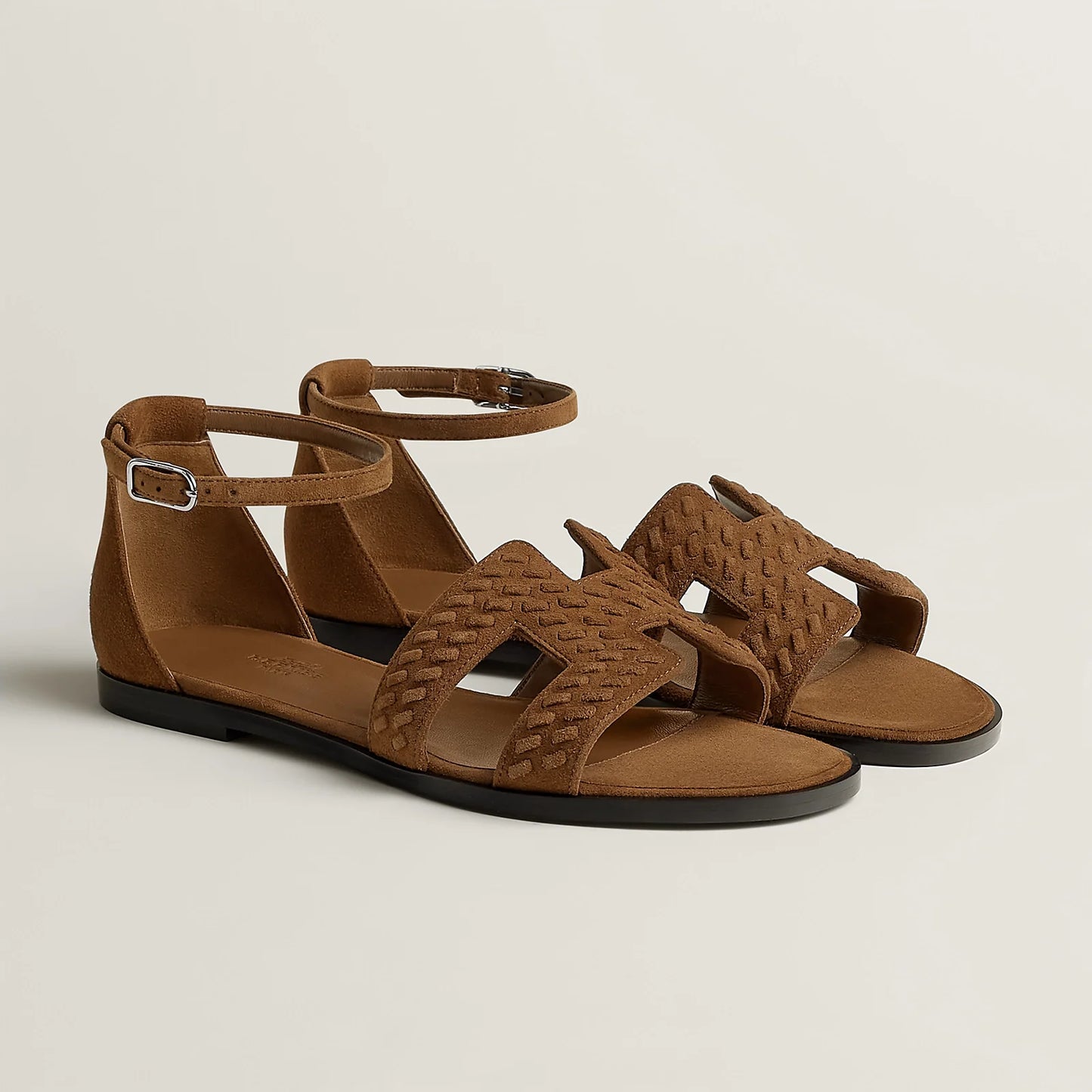 Brun Fumé & Rose Antique HERMES  Santorini Sandal