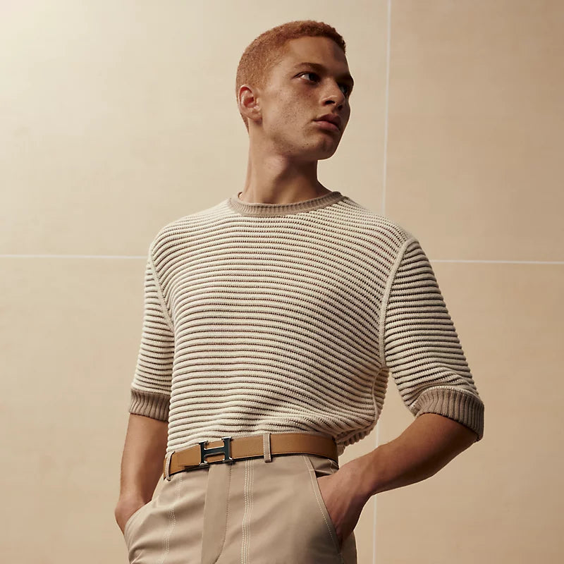 H Belt Buckle & Reversible Leather Strap 32 MM