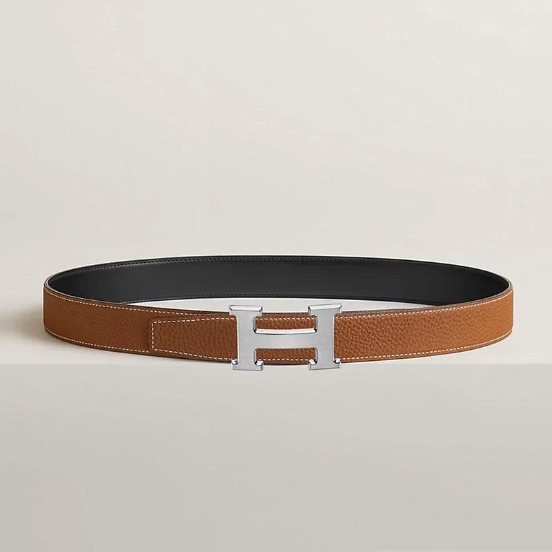 H Belt Buckle & Reversible Leather Strap 32 MM