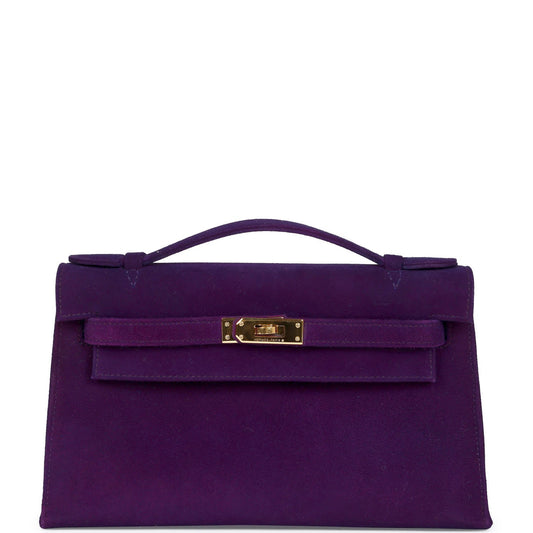 Vintage Kelly Pochette Violet Doblis Gold Hardware