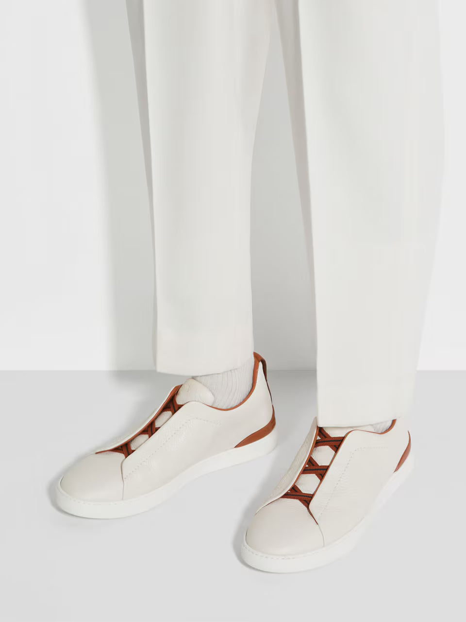 Off White - White  ZEGNA Deerskin Triple Stitch™ Sneakers